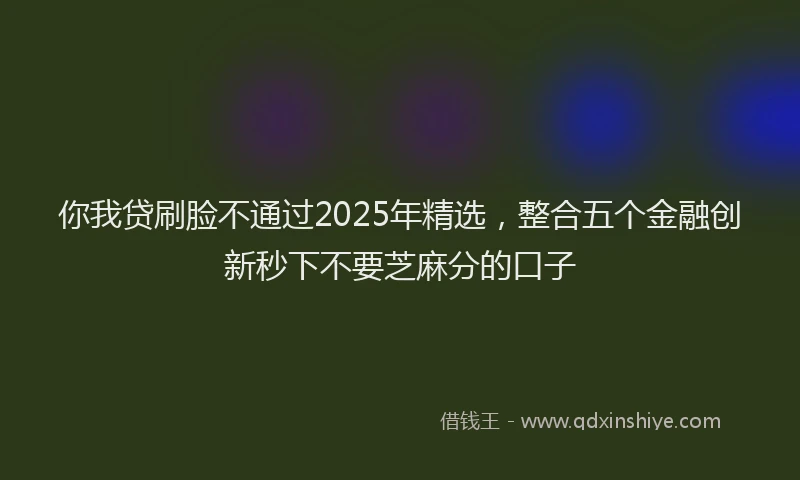 你我贷刷脸不通过2025年精选，整合五个金融创新秒下不要芝麻分的口子