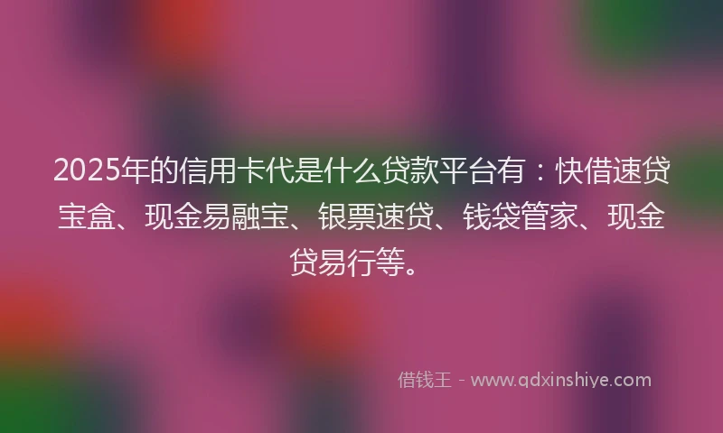 2025年的信用卡代是什么贷款平台有：快借速贷宝盒、现金易融宝、银票速贷、钱袋管家、现金贷易行等。