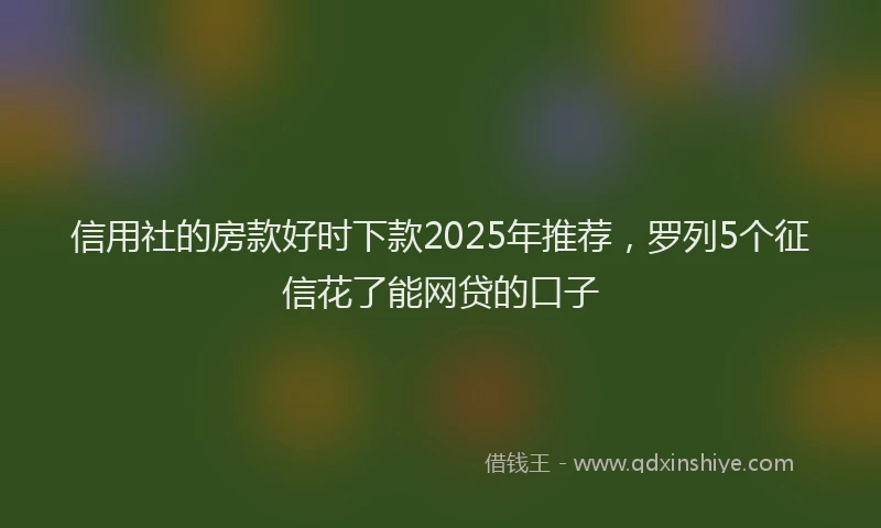 信用社的房款好时下款2025年推荐，罗列5个征信花了能网贷的口子
