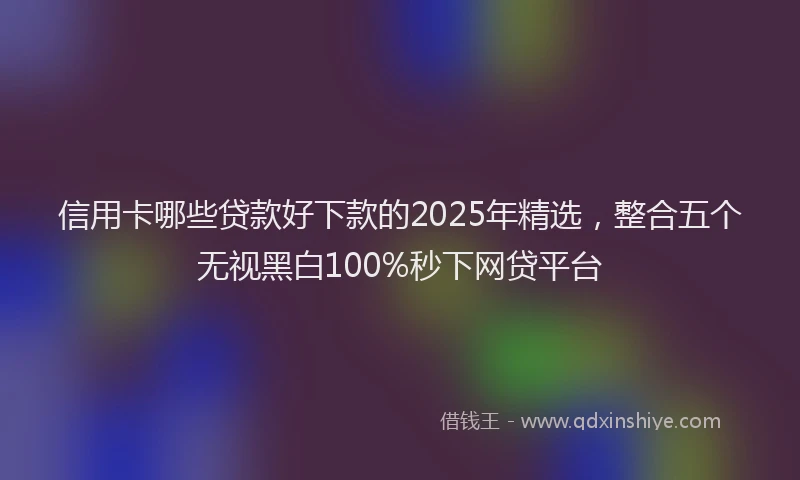 信用卡哪些贷款好下款的2025年精选，整合五个无视黑白100%秒下网贷平台