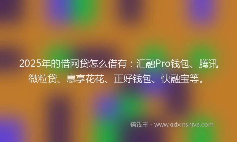 2025年的借网贷怎么借有：汇融Pro钱包、腾讯微粒贷、惠享花花、正好钱包、快融宝等。