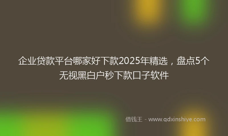 企业贷款平台哪家好下款2025年精选，盘点5个无视黑白户秒下款口子软件