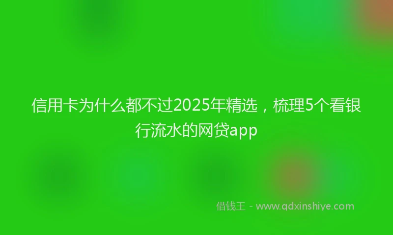 信用卡为什么都不过2025年精选，梳理5个看银行流水的网贷app
