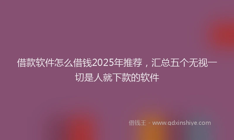 借款软件怎么借钱2025年推荐，汇总五个无视一切是人就下款的软件