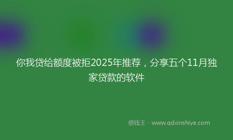 你我贷给额度被拒2025年推荐，分享五个11月独家贷款的软件