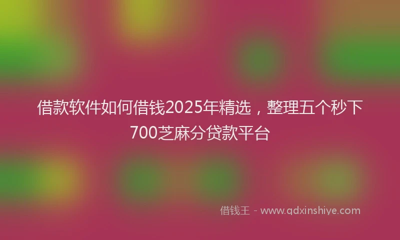 借款软件如何借钱2025年精选，整理五个秒下700芝麻分贷款平台