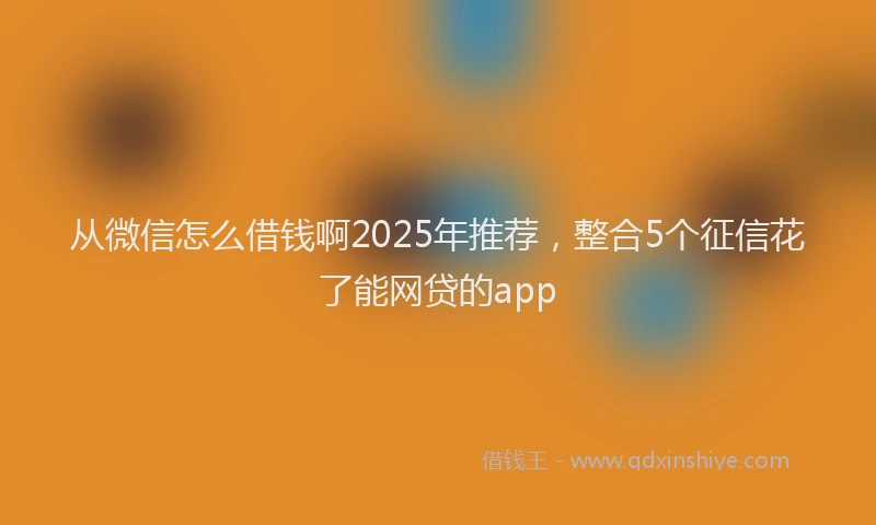 从微信怎么借钱啊2025年推荐，整合5个征信花了能网贷的app