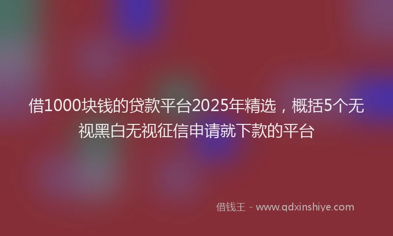 借1000块钱的贷款平台2025年精选，概括5个无视黑白无视征信申请就下款的平台