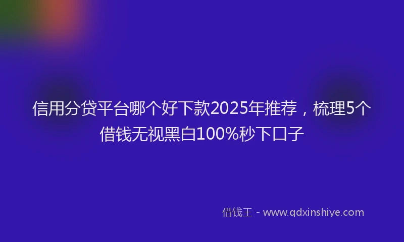 信用分贷平台哪个好下款2025年推荐，梳理5个借钱无视黑白100%秒下口子