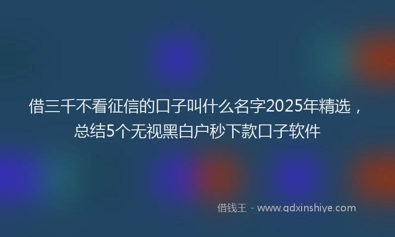 借三千不看征信的口子叫什么名字2025年精选，总结5个无视黑白户秒下款口子软件