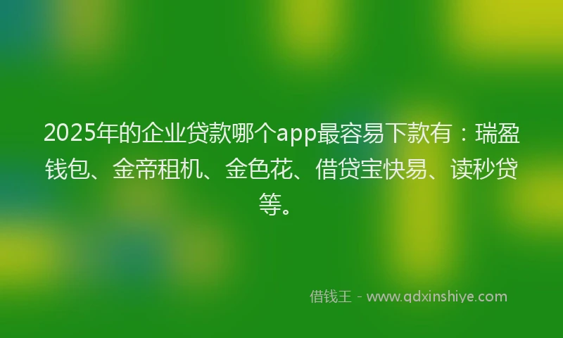 2025年的企业贷款哪个app最容易下款有：瑞盈钱包、金帝租机、金色花、借贷宝快易、读秒贷等。