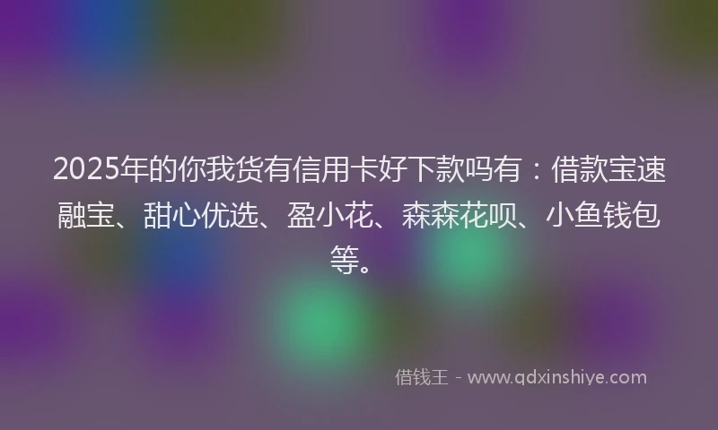 2025年的你我货有信用卡好下款吗有：借款宝速融宝、甜心优选、盈小花、森森花呗、小鱼钱包等。