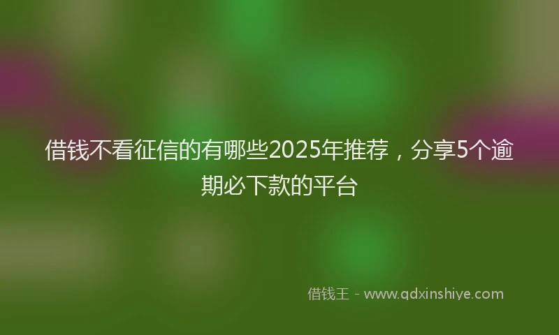 借钱不看征信的有哪些2025年推荐，分享5个逾期必下款的平台