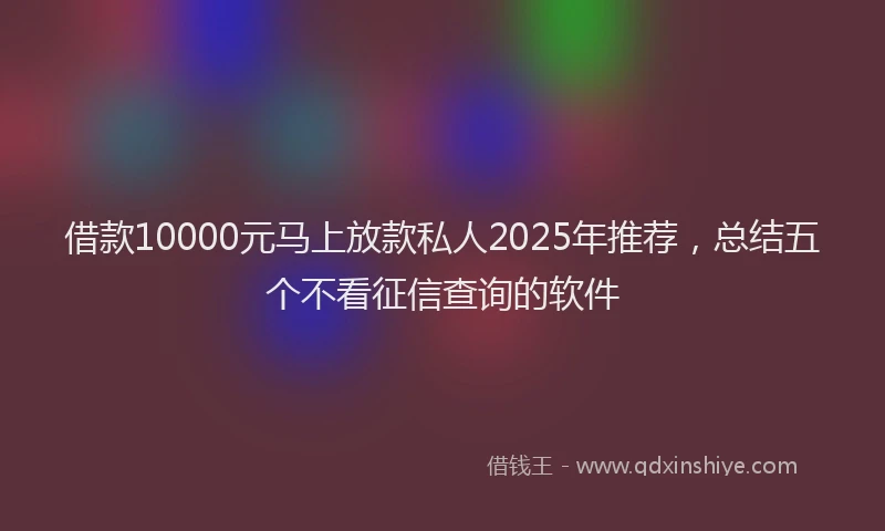 借款10000元马上放款私人2025年推荐，总结五个不看征信查询的软件