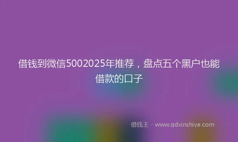 借钱到微信5002025年推荐，盘点五个黑户也能借款的口子