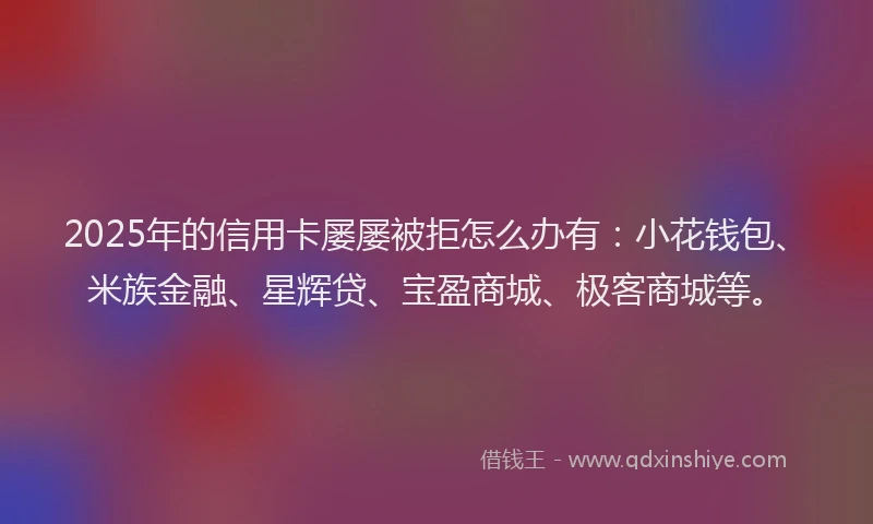 2025年的信用卡屡屡被拒怎么办有：小花钱包、米族金融、星辉贷、宝盈商城、极客商城等。