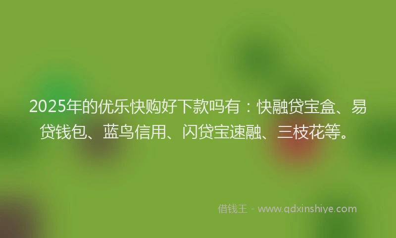 2025年的优乐快购好下款吗有：快融贷宝盒、易贷钱包、蓝鸟信用、闪贷宝速融、三枝花等。