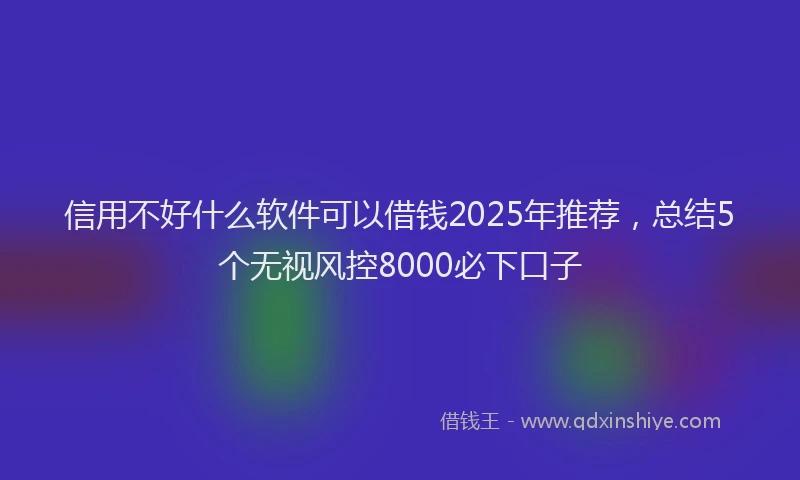 信用不好什么软件可以借钱2025年推荐，总结5个无视风控8000必下口子