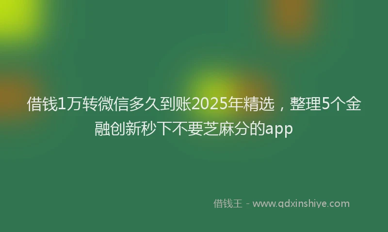 借钱1万转微信多久到账2025年精选，整理5个金融创新秒下不要芝麻分的app