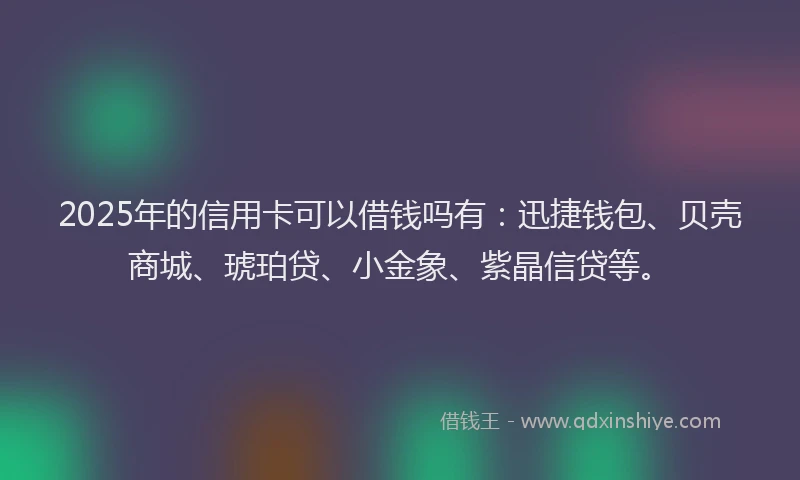 2025年的信用卡可以借钱吗有：迅捷钱包、贝壳商城、琥珀贷、小金象、紫晶信贷等。
