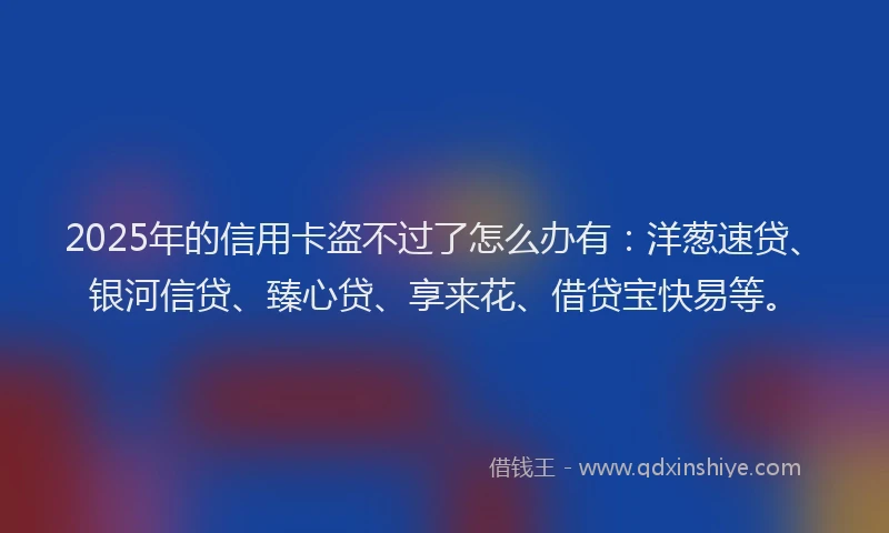 2025年的信用卡盗不过了怎么办有：洋葱速贷、银河信贷、臻心贷、享来花、借贷宝快易等。