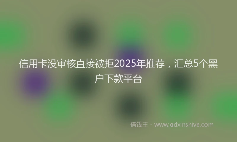 信用卡没审核直接被拒2025年推荐，汇总5个黑户下款平台