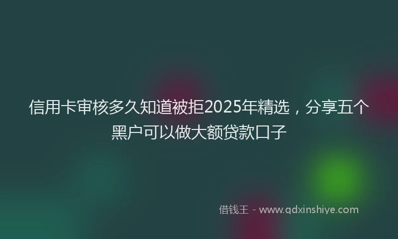信用卡审核多久知道被拒2025年精选，分享五个黑户可以做大额贷款口子