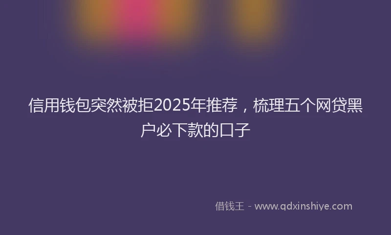 信用钱包突然被拒2025年推荐，梳理五个网贷黑户必下款的口子