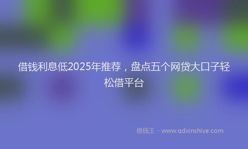 借钱利息低2025年推荐，盘点五个网贷大口子轻松借平台