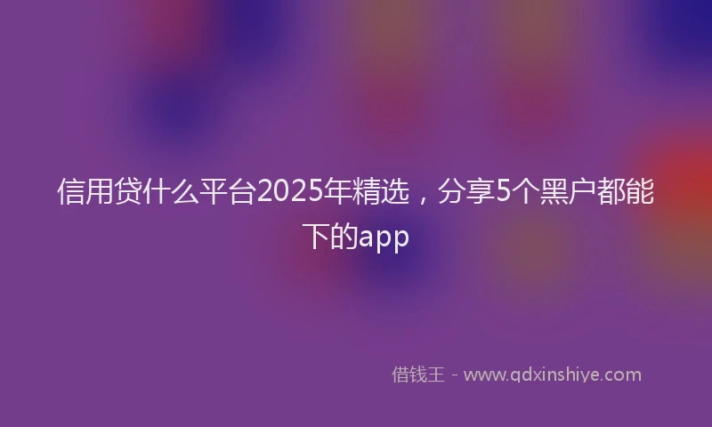信用贷什么平台2025年精选，分享5个黑户都能下的app