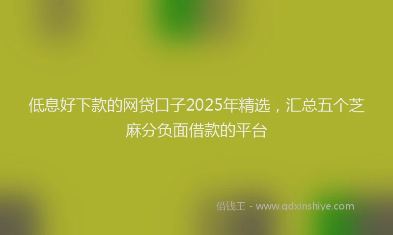低息好下款的网贷口子2025年精选，汇总五个芝麻分负面借款的平台