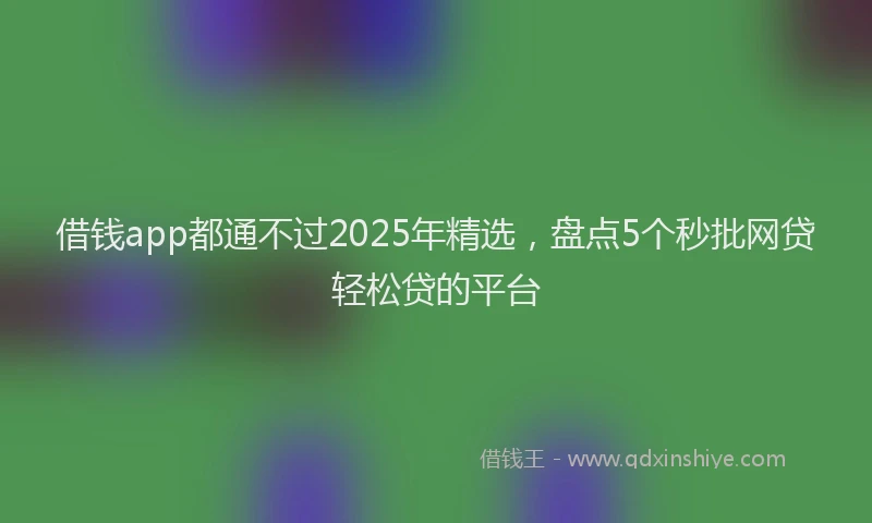 借钱app都通不过2025年精选，盘点5个秒批网贷轻松贷的平台