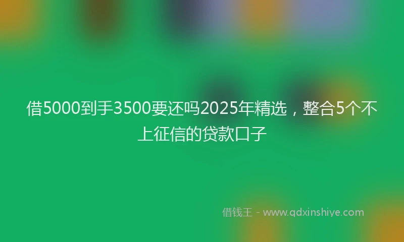 借5000到手3500要还吗2025年精选，整合5个不上征信的贷款口子