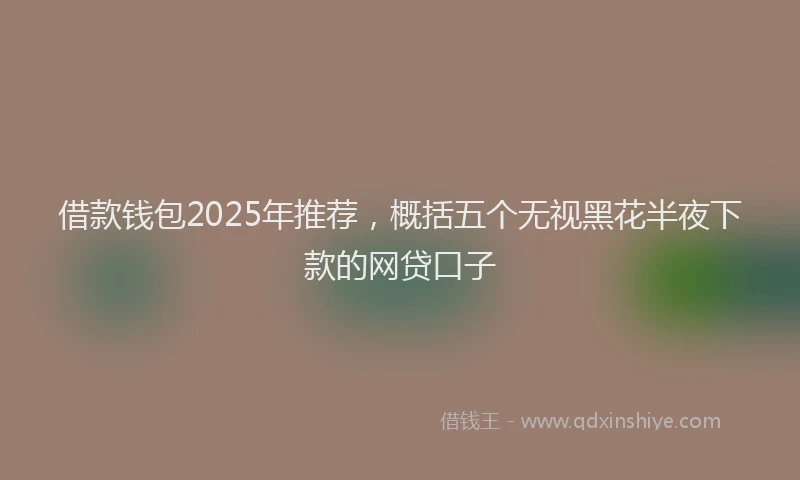 借款钱包2025年推荐，概括五个无视黑花半夜下款的网贷口子