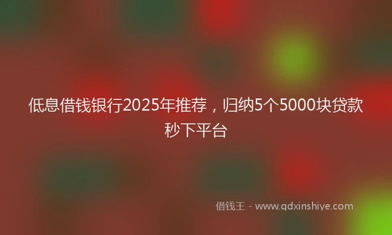 低息借钱银行2025年推荐，归纳5个5000块贷款秒下平台