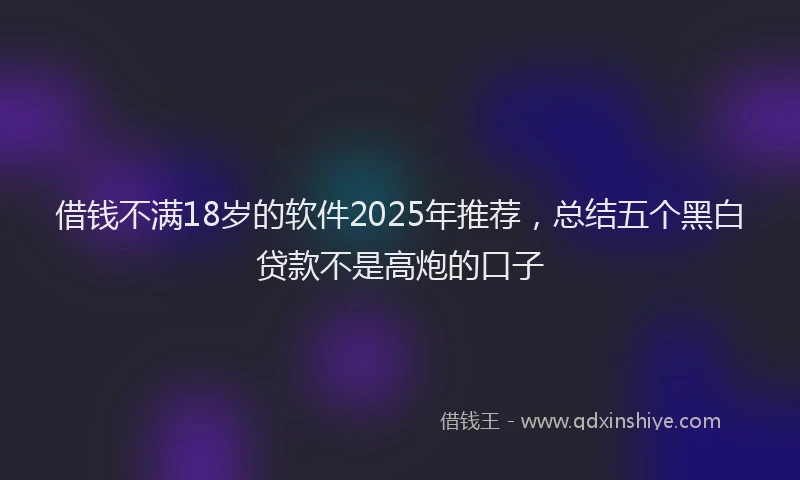 借钱不满18岁的软件2025年推荐，总结五个黑白贷款不是高炮的口子