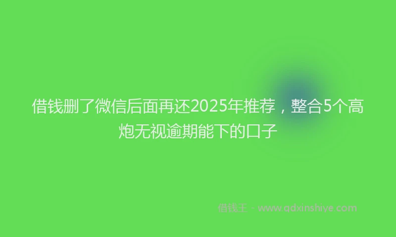 借钱删了微信后面再还2025年推荐，整合5个高炮无视逾期能下的口子