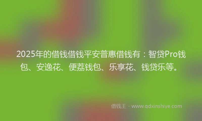 2025年的借钱借钱平安普惠借钱有：智贷Pro钱包、安逸花、便荔钱包、乐享花、钱贷乐等。