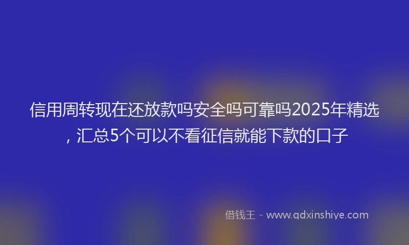 信用周转现在还放款吗安全吗可靠吗2025年精选，汇总5个可以不看征信就能下款的口子