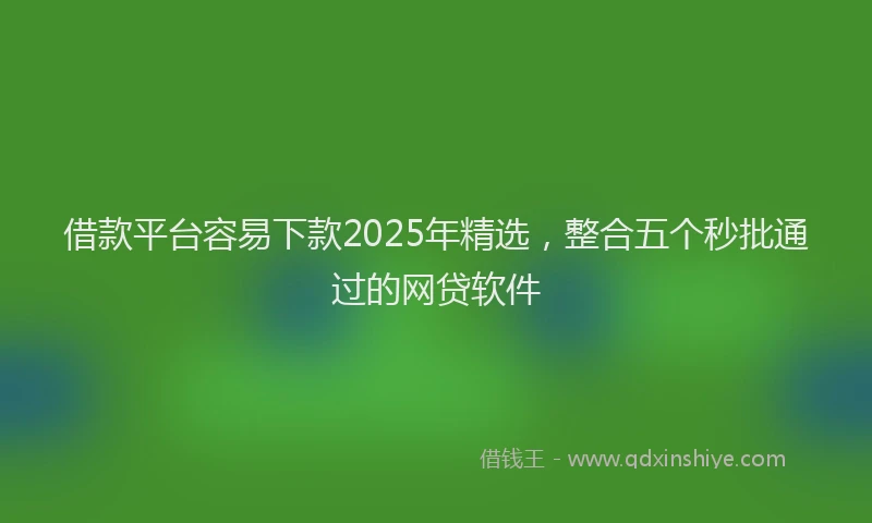 借款平台容易下款2025年精选，整合五个秒批通过的网贷软件