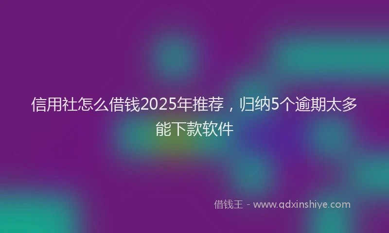 信用社怎么借钱2025年推荐，归纳5个逾期太多能下款软件