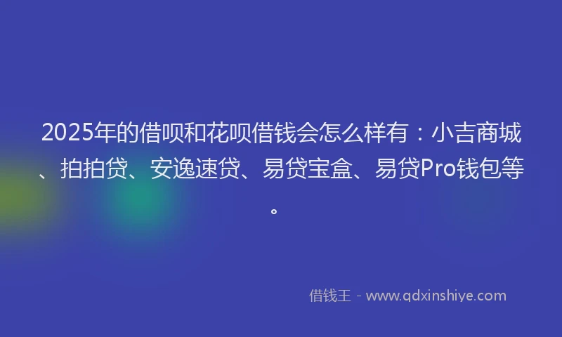 2025年的借呗和花呗借钱会怎么样有：小吉商城、拍拍贷、安逸速贷、易贷宝盒、易贷Pro钱包等。