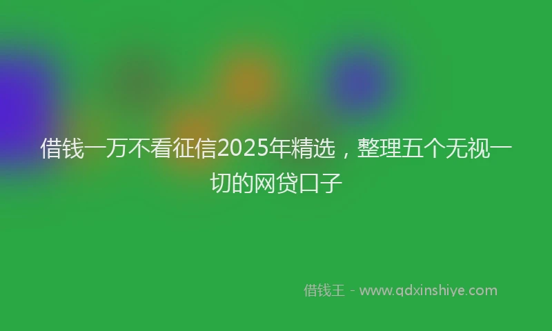 借钱一万不看征信2025年精选，整理五个无视一切的网贷口子