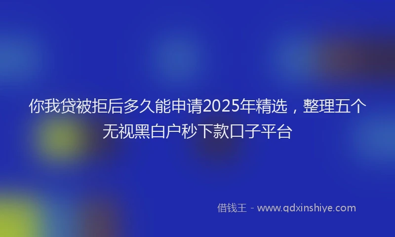 你我贷被拒后多久能申请2025年精选，整理五个无视黑白户秒下款口子平台