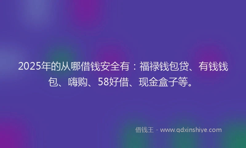 2025年的从哪借钱安全有：福禄钱包贷、有钱钱包、嗨购、58好借、现金盒子等。