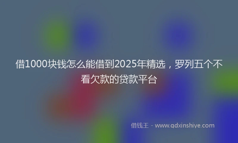 借1000块钱怎么能借到2025年精选，罗列五个不看欠款的贷款平台