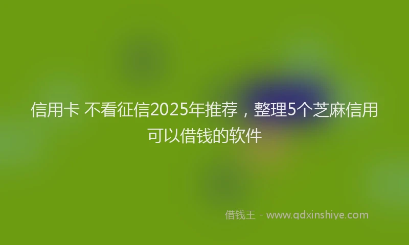 信用卡 不看征信2025年推荐，整理5个芝麻信用可以借钱的软件