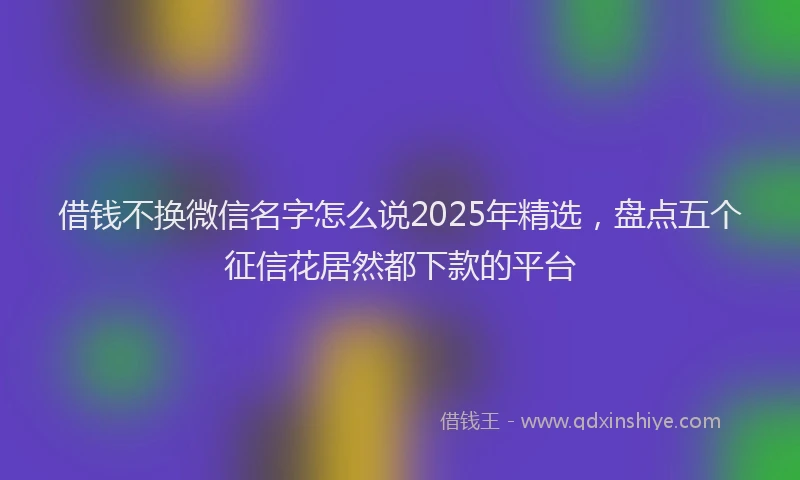 借钱不换微信名字怎么说2025年精选，盘点五个征信花居然都下款的平台