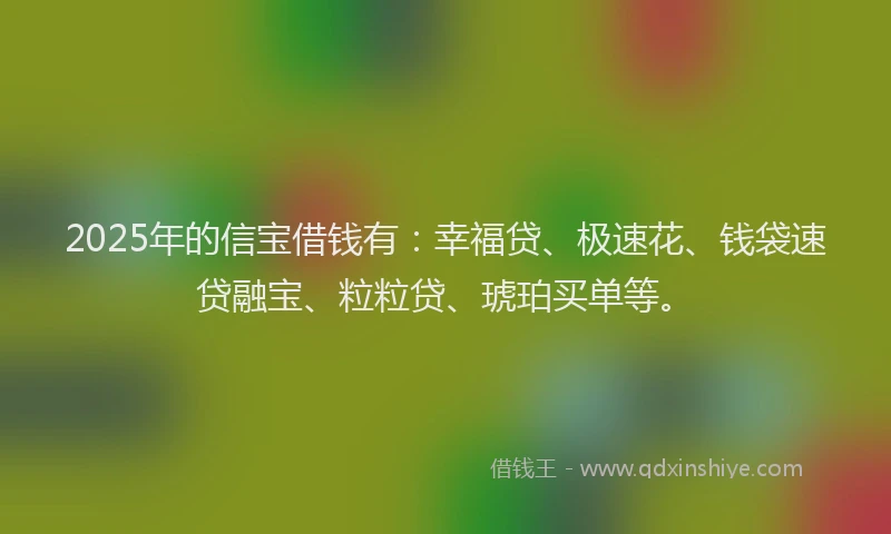 2025年的信宝借钱有：幸福贷、极速花、钱袋速贷融宝、粒粒贷、琥珀买单等。