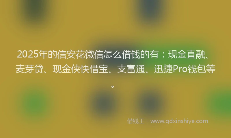 2025年的信安花微信怎么借钱的有：现金直融、麦芽贷、现金侠快借宝、支富通、迅捷Pro钱包等。